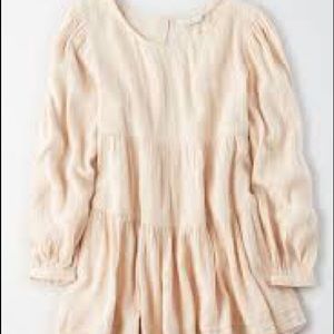 NWT AE Cream Tiered Babydoll Top American Eagle